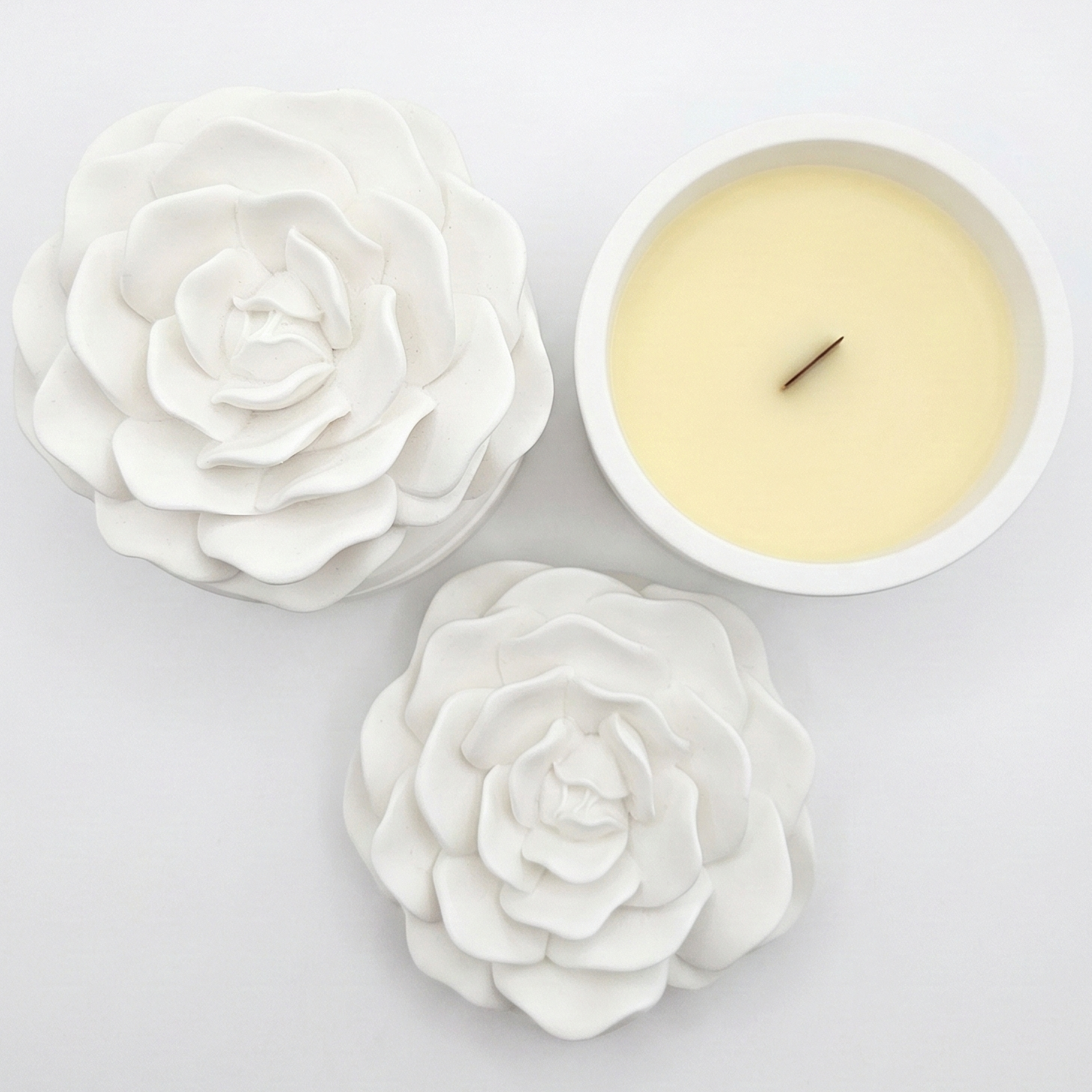 Bougie Petite Rose - Blanc/Citron vert, Mangue