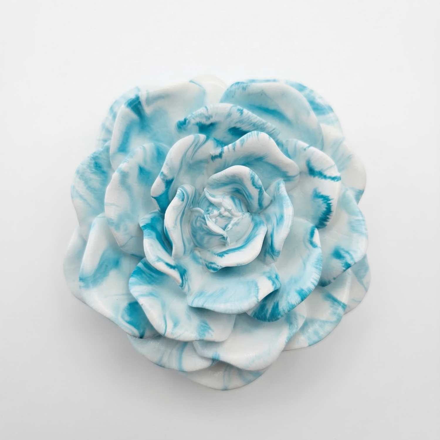 Bougie Marbre Fleur - Blanc / Turquoise / Myrtille, Vanille