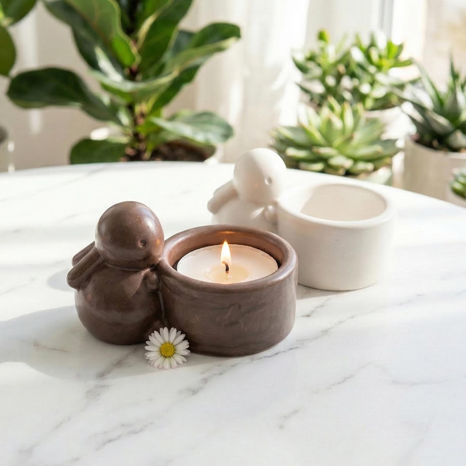 Bougeoir Multifonction Lapin - Marron