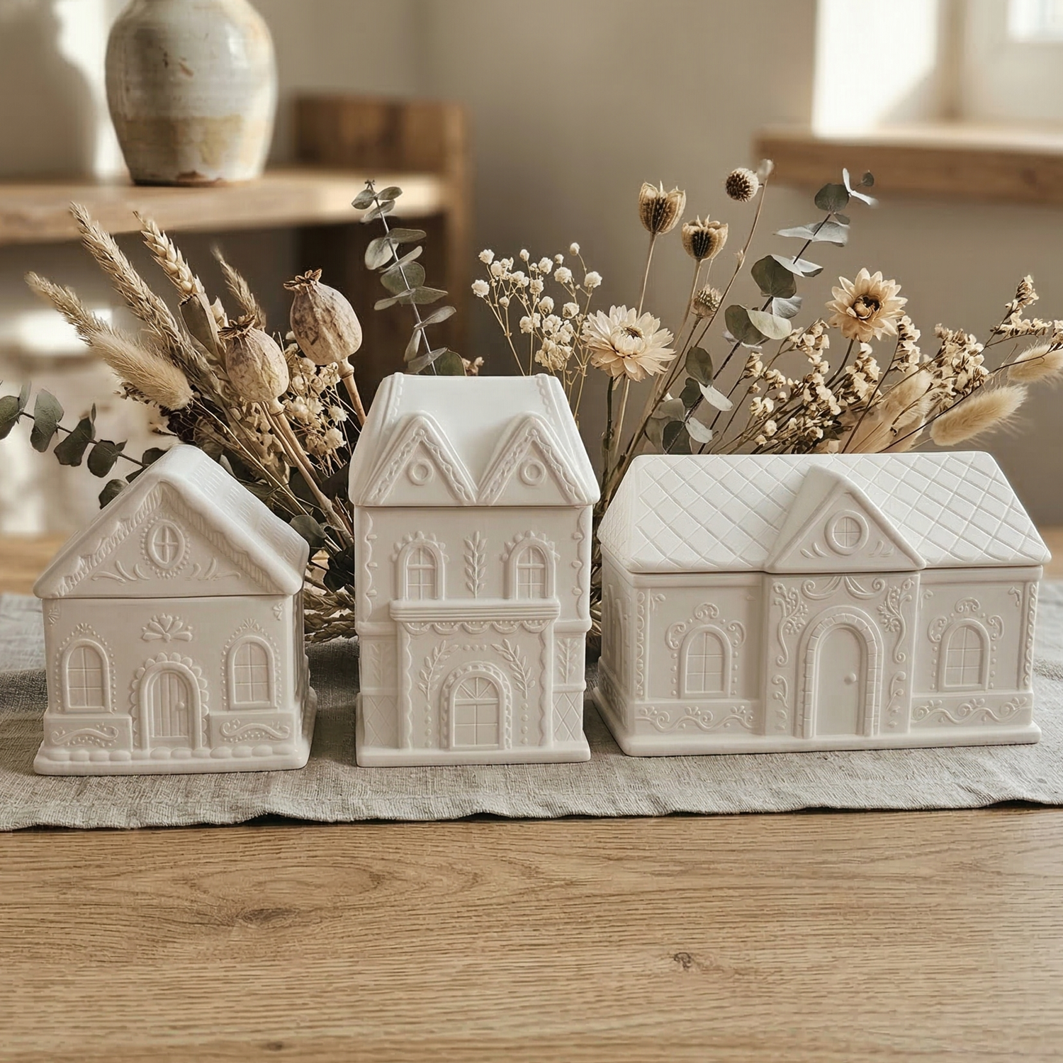 Bougie Grande Maison - Blanche / Jardin Fleuri