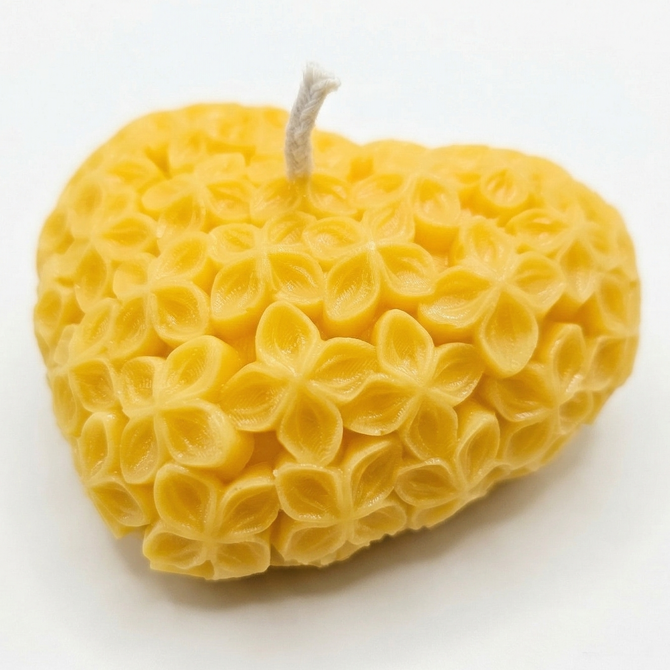 Bougie décorative Cœur fleuri - Blanc / Noix de coco