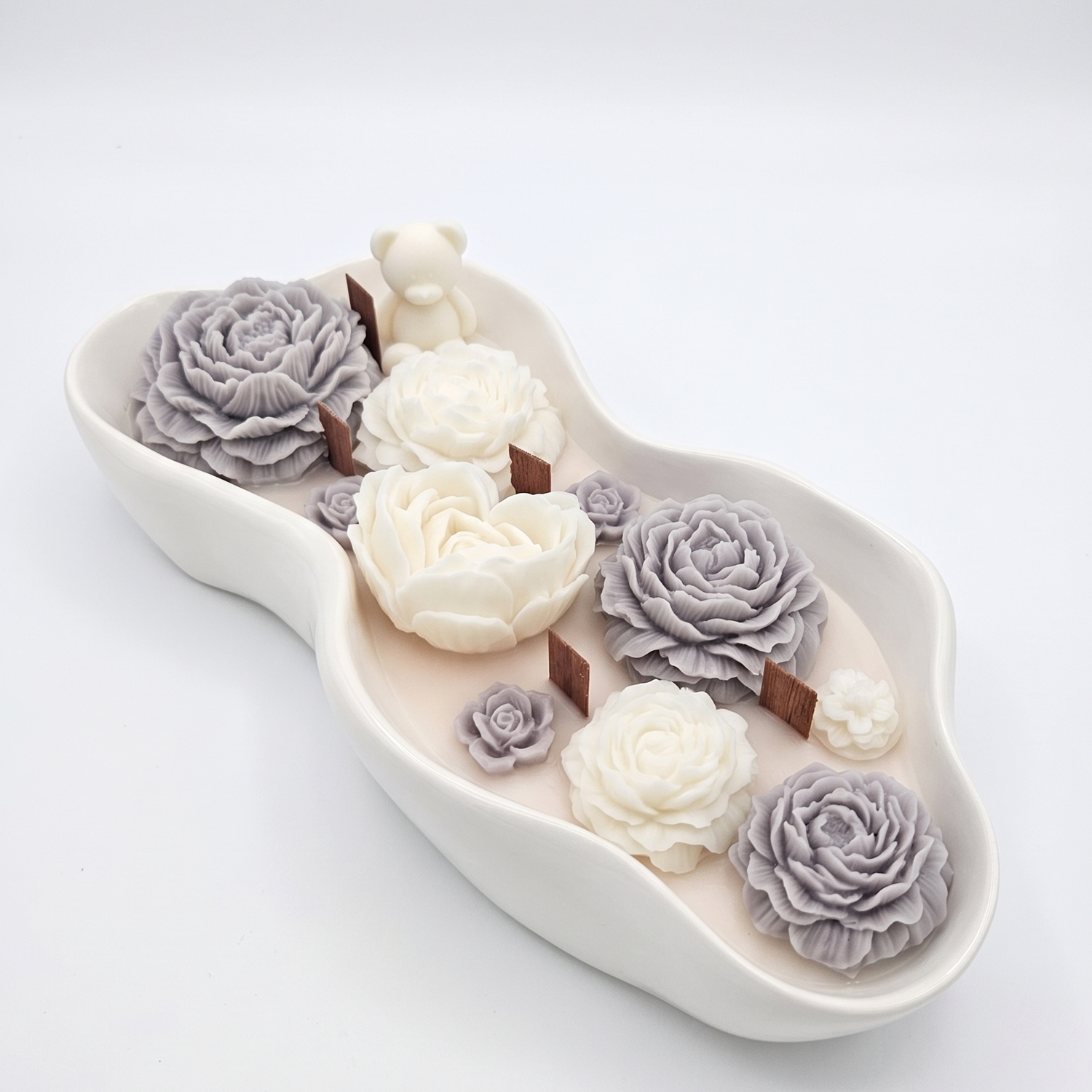 Bougie Nuage Fleuri - Blanc / Gris / Paris