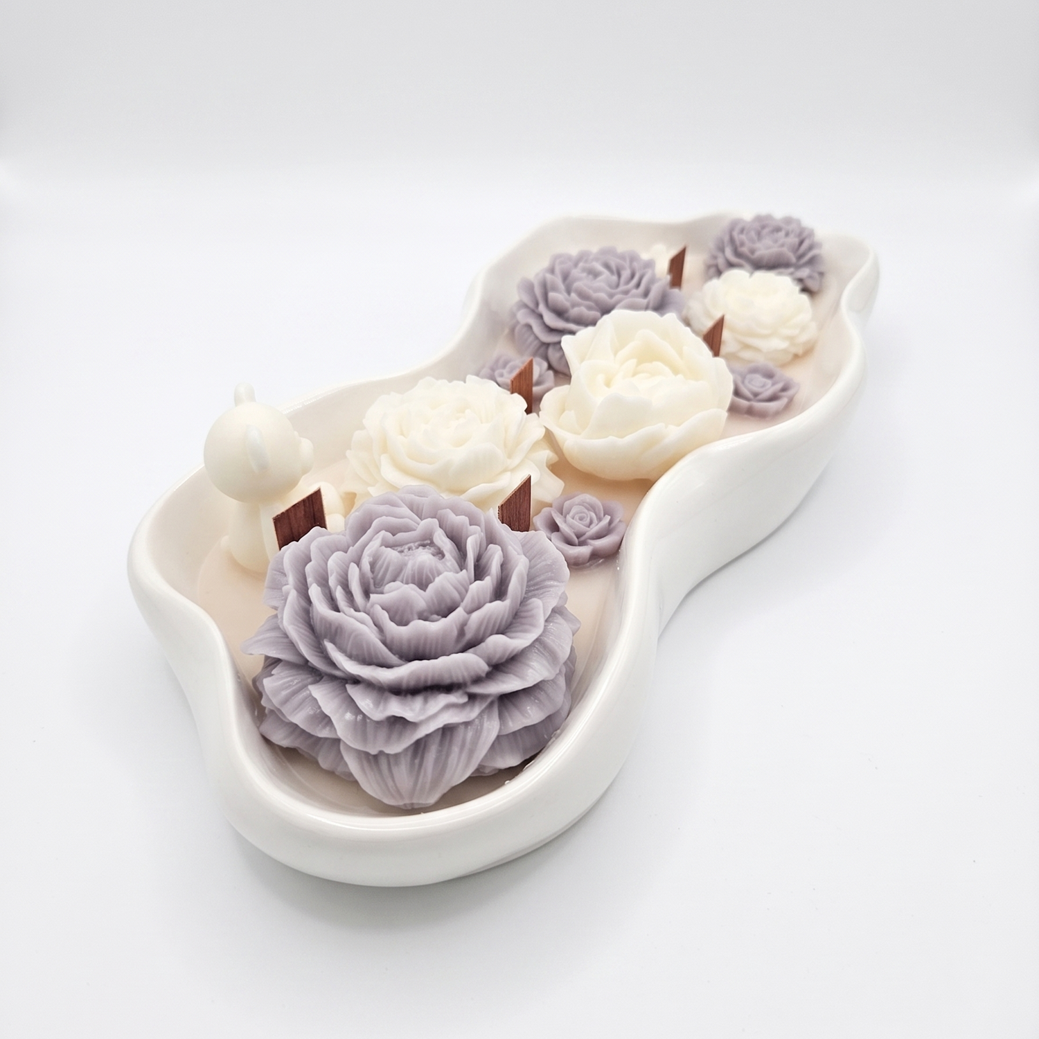 Bougie Nuage Fleuri - Blanc / Gris / Paris