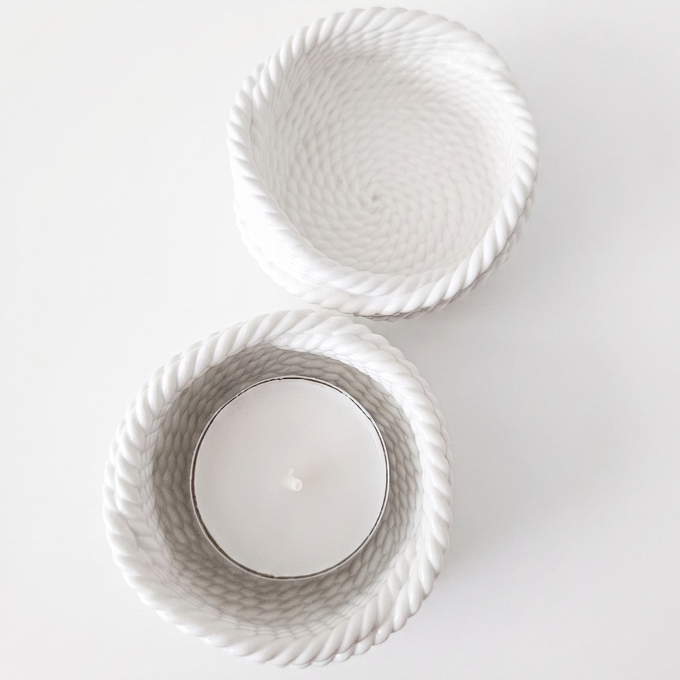 Bougeoir design Fil – Blanc