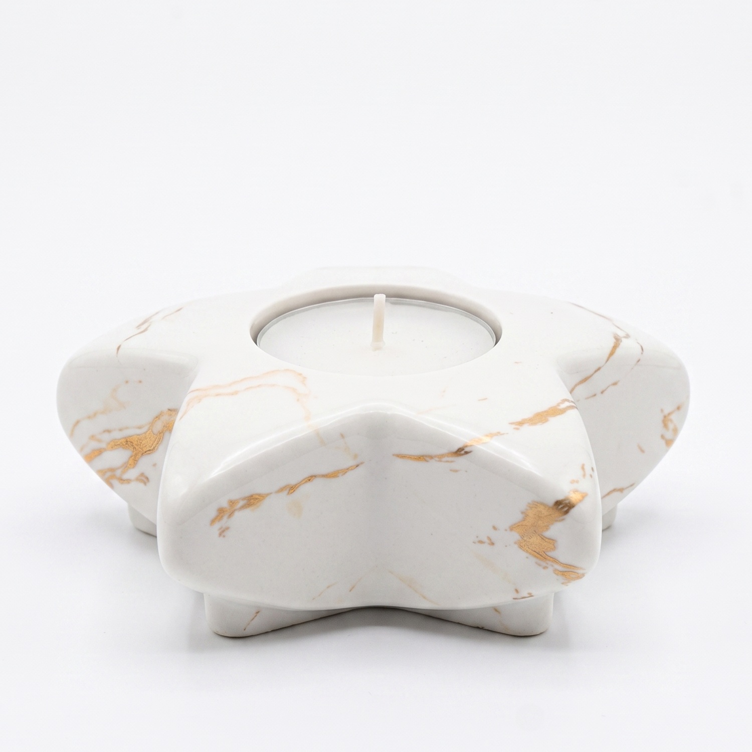 Bougeoir design Étoile - Blanc / Or