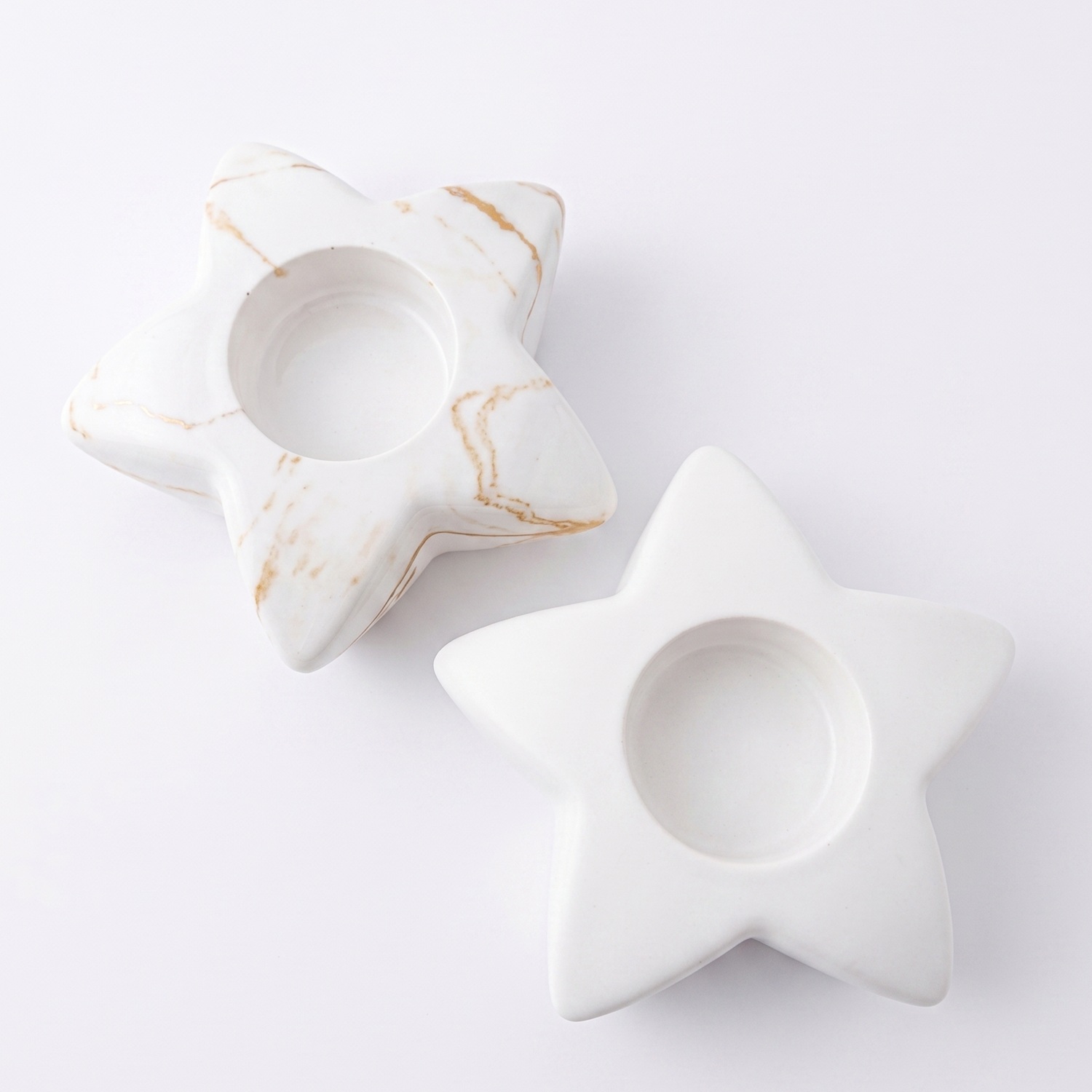 Bougeoir design Étoile - Blanc / Or