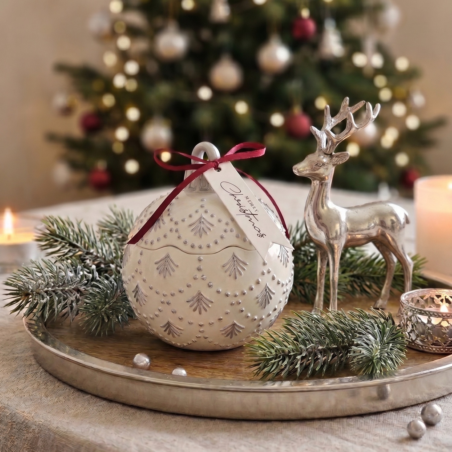 Bougie Christmas Bauble Enchanted MINI - Blanche / Argentée / Magie d'Hiver / MINI