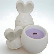 Bougie Lapinou - Blanche / Prune Rhubarbe