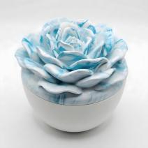 Bougie Marbre Fleur - Blanc / Turquoise / Myrtille, Vanille