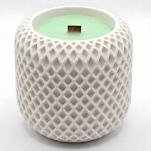 Bougie Mosaïque - Blanc / Vert Néon / Pomme, Cannelle