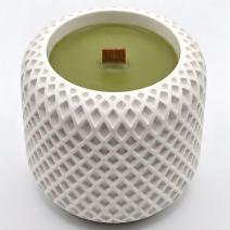 Bougie Mozaïque - Blanc / Vert Olive / Green Leaf
