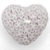 Bougie décorative Cœur fleuri - Gris / Vanille