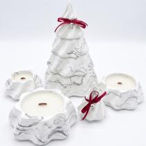 Bougie Christmas Tree - Blanc / Argenté / Magie hivernale, Pain d'épices, Pâtisseries de Noël