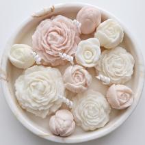Bougie Marbre Fleuri - Blanche / Or / Citron Vert, Basilic, Mandarine