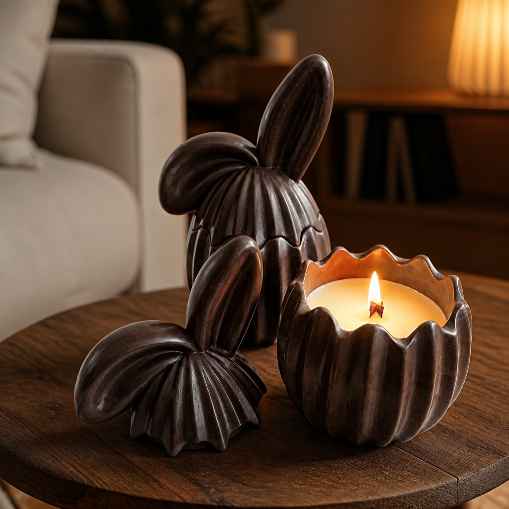 Bougie Choco Oreille - Marron/Citron vert, Mangue