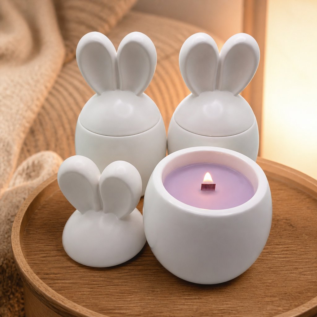 Bougie Drobec - Blanche / Prune, Rhubarbe
