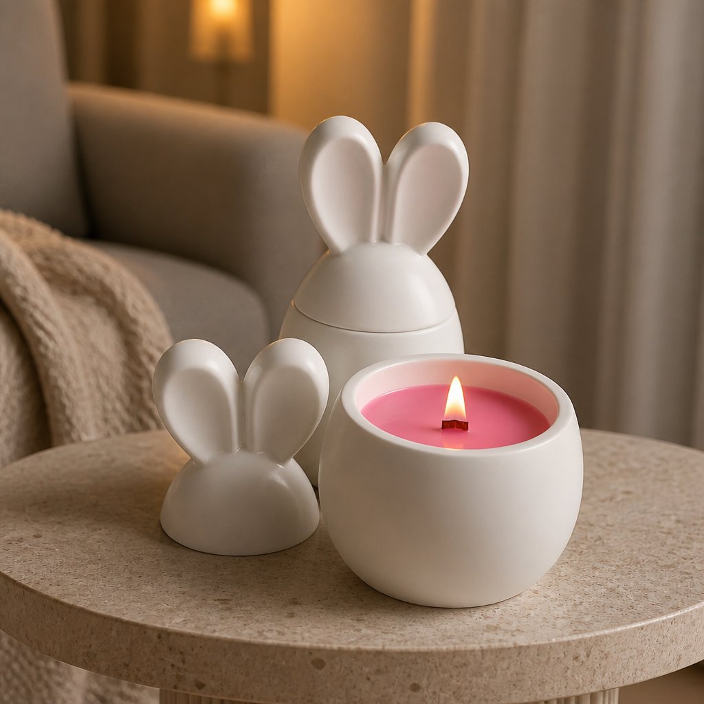 Bougie Lapinou - Blanc / Melon