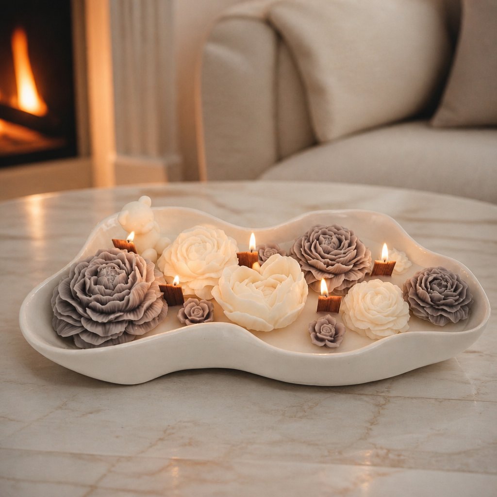 Bougie Nuage Fleuri - Blanc / Gris / Paris