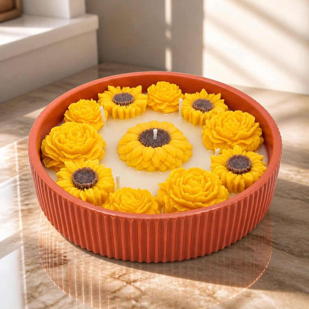 Bougie Tournesol - Rouge brique / Citron vert, Miel, Lait