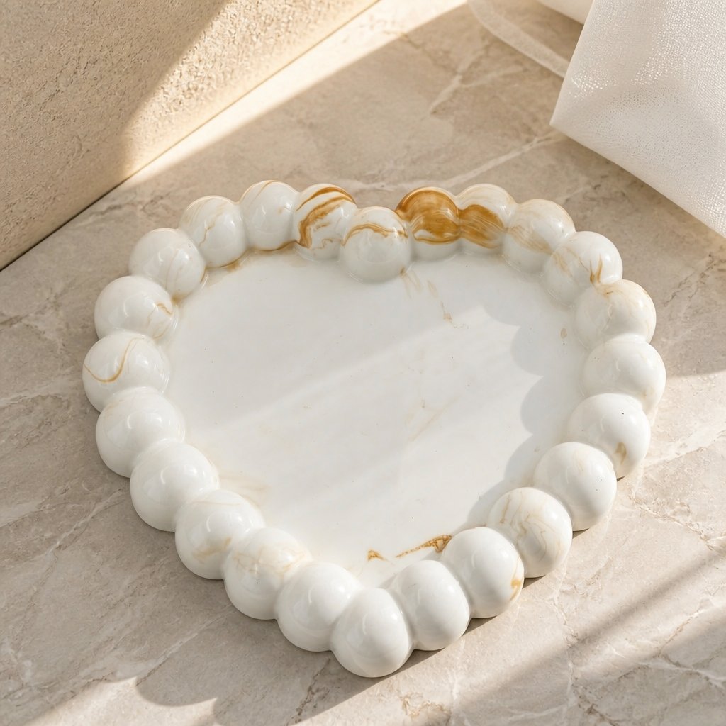 Plateau design Cœur de Perle - Blanc / Or
