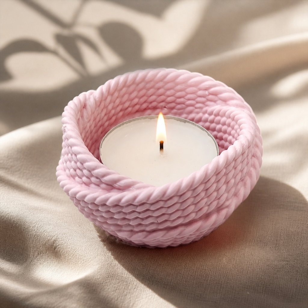 Bougeoir et coupelle design Fil – Rose