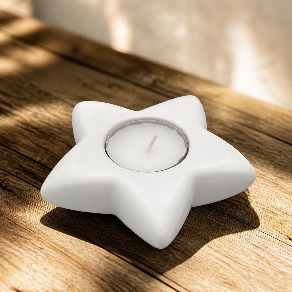Bougeoir design Étoile - Blanc