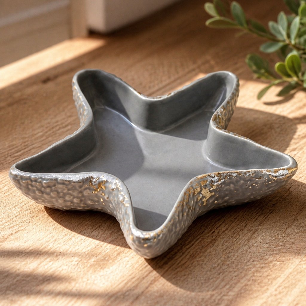 Bol design étoile de mer - Gris / Or