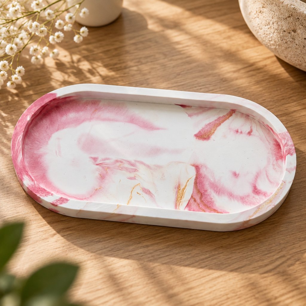 Plateau design Klasik - Blanc / Rose / Or