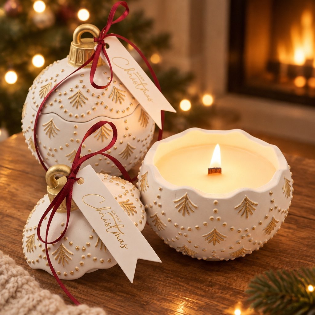 Bougie Christmas Bauble Enchanted MINI - Blanche / Or / Magie d'hiver